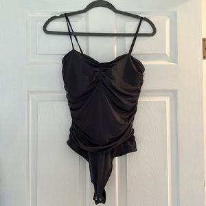 Express Contour Compression Ruched Bodysuit with Bra Cups